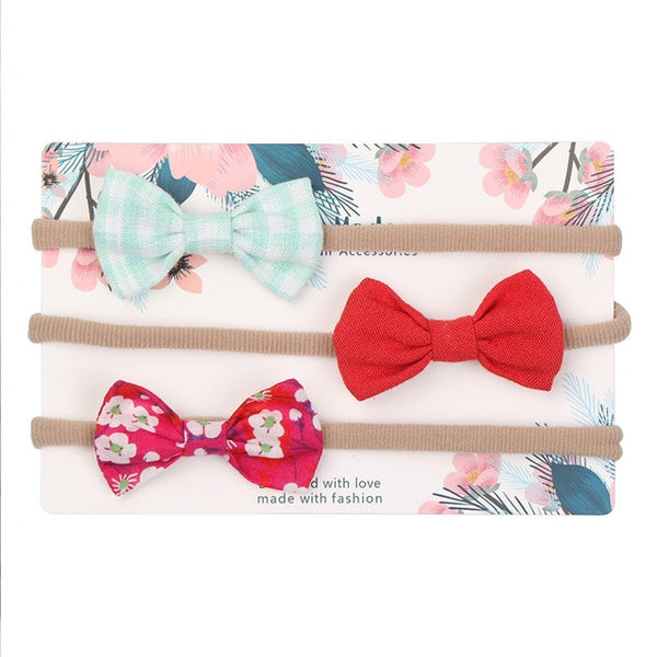 3pcs/lot Cute Bow Baby Headband for Girl Nylon Head Bands Turban Newborn Headbands Hairbands for Kids Baby Hair Accessories