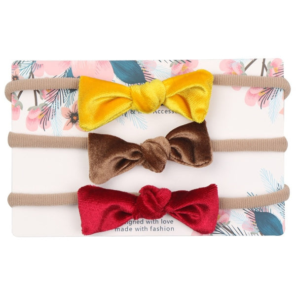 3pcs/lot Cute Bow Baby Headband for Girl Nylon Head Bands Turban Newborn Headbands Hairbands for Kids Baby Hair Accessories