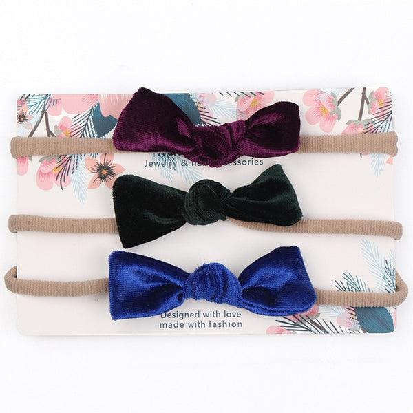 3pcs/lot Cute Bow Baby Headband for Girl Nylon Head Bands Turban Newborn Headbands Hairbands for Kids Baby Hair Accessories