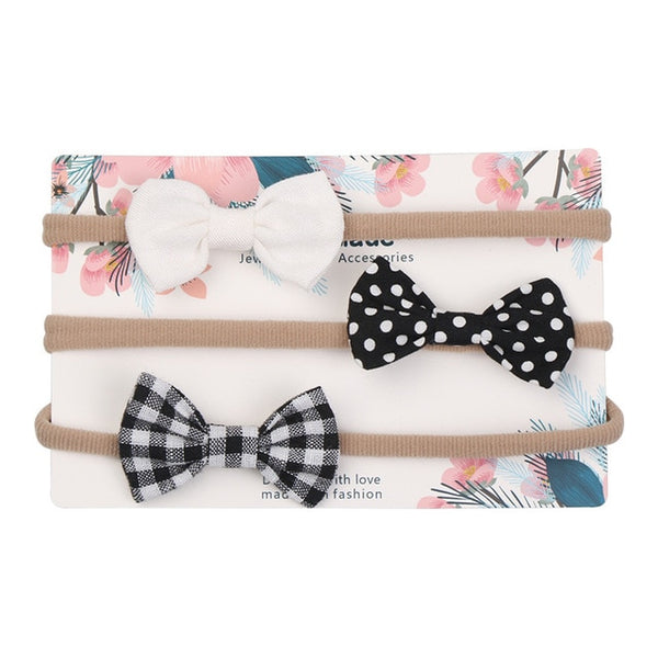 3pcs/lot Cute Bow Baby Headband for Girl Nylon Head Bands Turban Newborn Headbands Hairbands for Kids Baby Hair Accessories