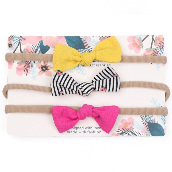 3pcs/lot Cute Bow Baby Headband for Girl Nylon Head Bands Turban Newborn Headbands Hairbands for Kids Baby Hair Accessories