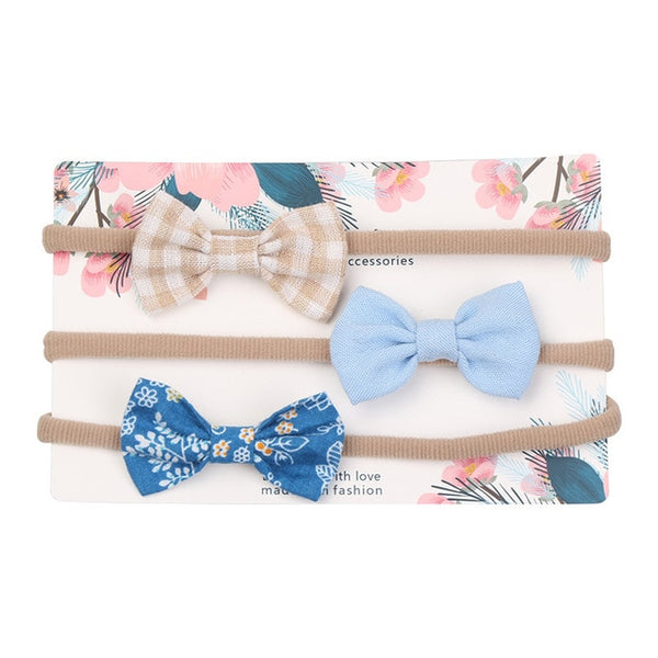 3pcs/lot Cute Bow Baby Headband for Girl Nylon Head Bands Turban Newborn Headbands Hairbands for Kids Baby Hair Accessories