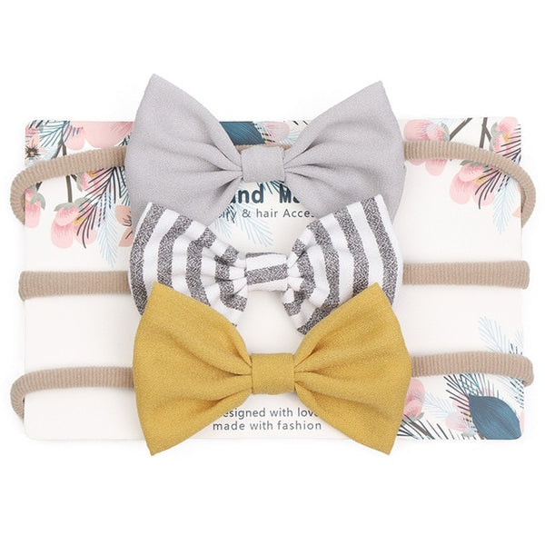 3pcs/lot Cute Bow Baby Headband for Girl Nylon Head Bands Turban Newborn Headbands Hairbands for Kids Baby Hair Accessories