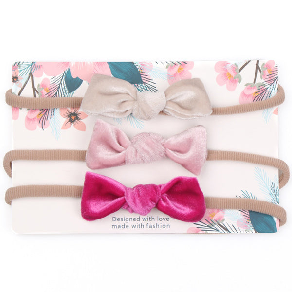 3pcs/lot Cute Bow Baby Headband for Girl Nylon Head Bands Turban Newborn Headbands Hairbands for Kids Baby Hair Accessories