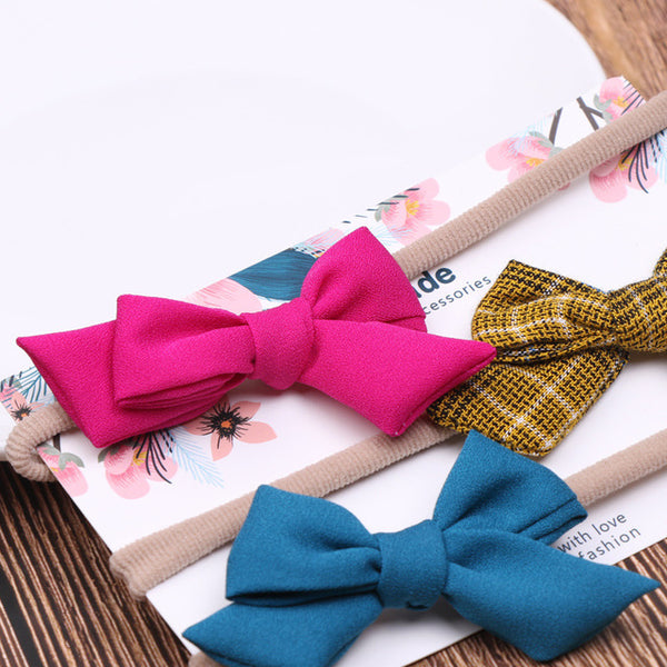 3pcs/lot Cute Bow Baby Headband for Girl Nylon Head Bands Turban Newborn Headbands Hairbands for Kids Baby Hair Accessories