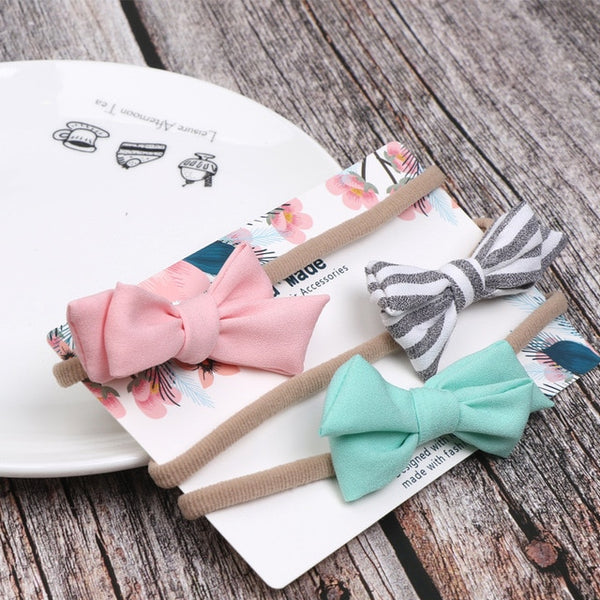 3pcs/lot Cute Bow Baby Headband for Girl Nylon Head Bands Turban Newborn Headbands Hairbands for Kids Baby Hair Accessories